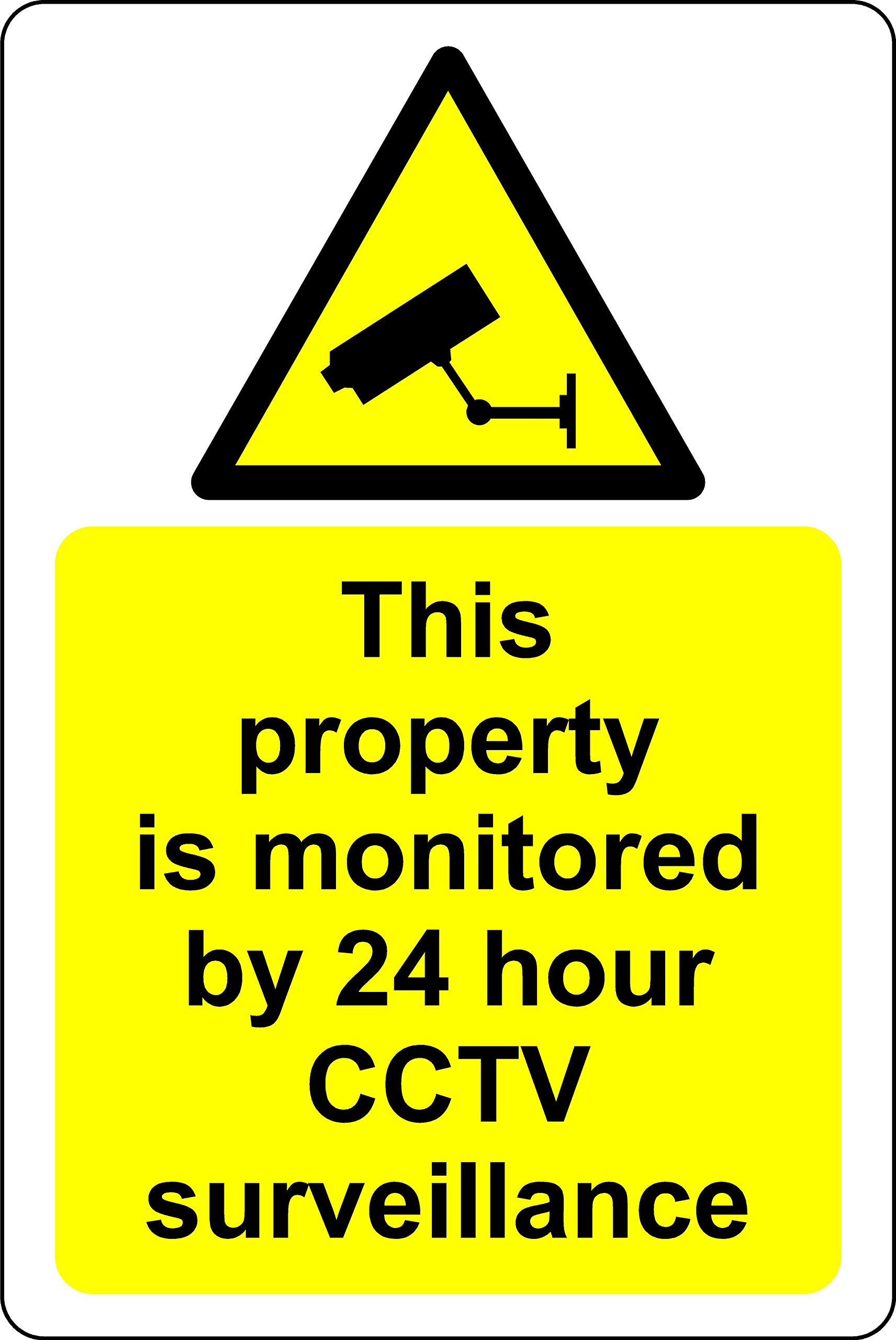 This property is monitored by 24 hour CCTV surveillance safety sign - Face adhesive reverse window sticker 150mm x 100mm