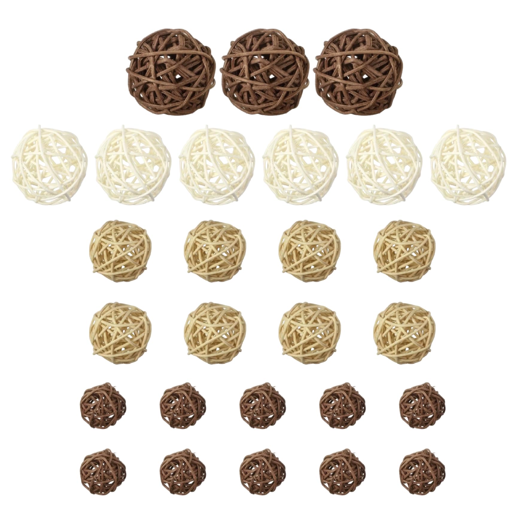 Ngbbby Style1 1 Set Rattan Balls, 4 Sizes Wicker Balls Vase Fillers Decorative Orbs Natural Spheres For Wedding Party Christmas Decoration, Wicker