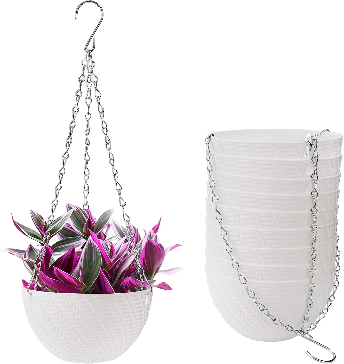 Foraineam 10 Pieces 6 Inch Hanging Planters, Garden SelfWatering