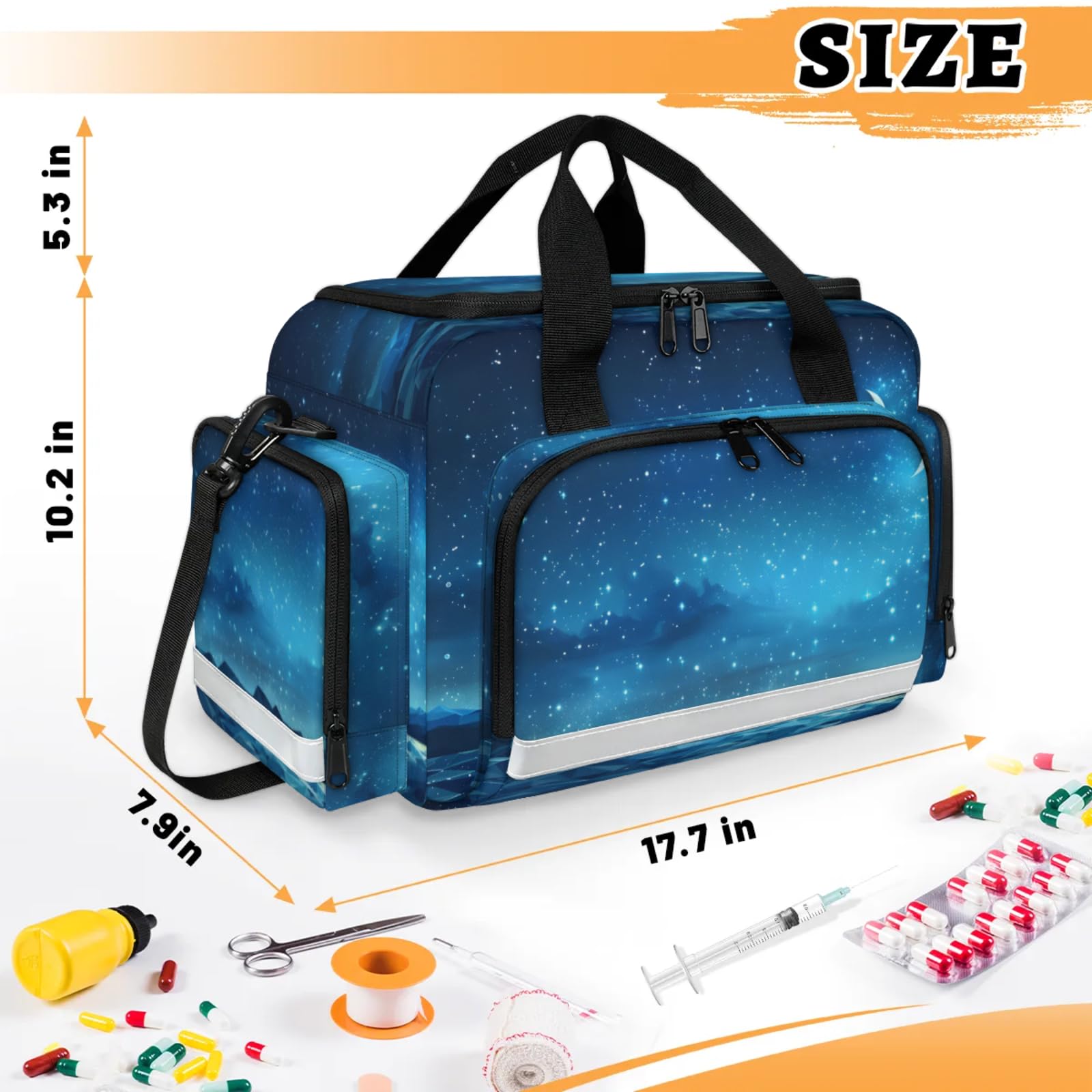 GzLeyigou First Aid Bags Empty, Shining Sky-Moon Emergency Bag First Aid Kit Multiple Compartment Kit Carrier On Call Trauma Bag For Paramedics Emergency Medical Supplies Kit