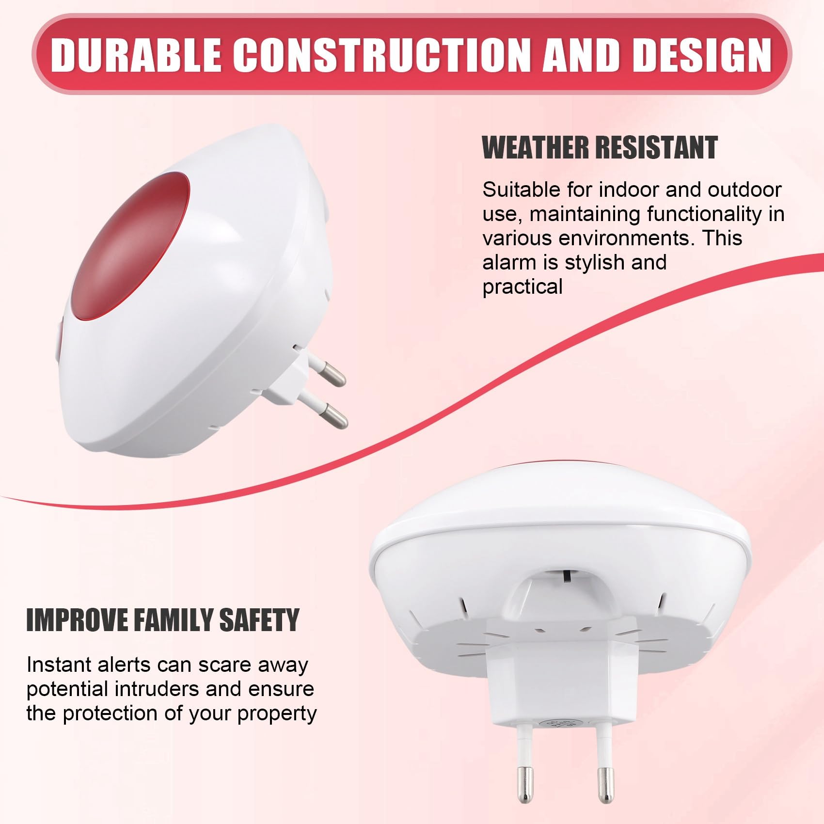 Sirena de Alarma con Luz de Sonido Inteligente WIFI 110dB TUYA Sirena de Protección de Seguridad de Seguridad de Alarma para el Hogar Enchufe Europeo