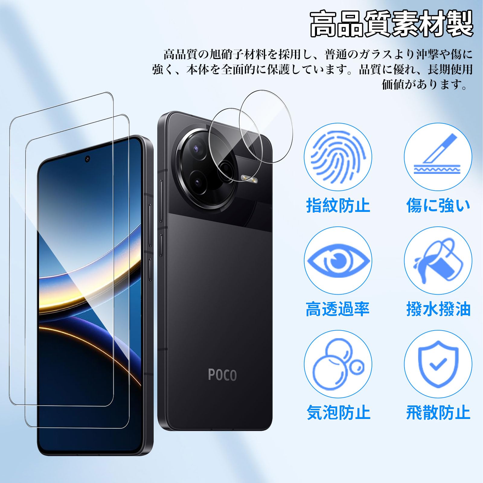 超美品!　Xiaomi POCO F7 Ultra　未使用ガラスフィルム付き Xiaomi POCO F7 Ultra 表面 背面 フィルム OverLay Absorber 低反射