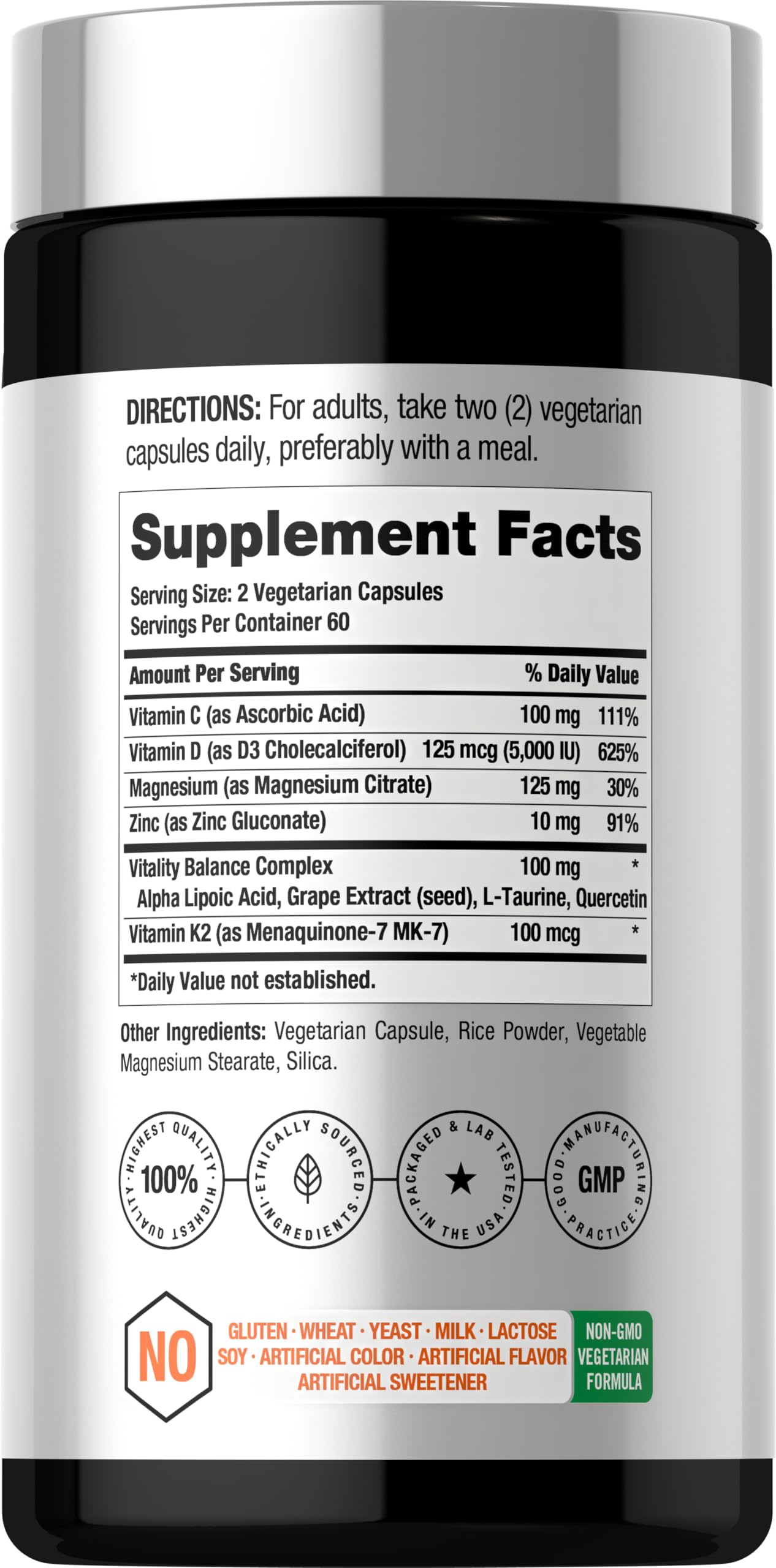 Horbäach Vitamin D3 K2 | 5000 IU D3 | 120 Capsules — Amazon image 2