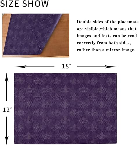 Miniatura 3 de Burbuja Juego de 4 manteles individuales con diseño de rombos de Mardi Gras, antideslizantes, lavables, resistentes al calor, para cocina, comedor,