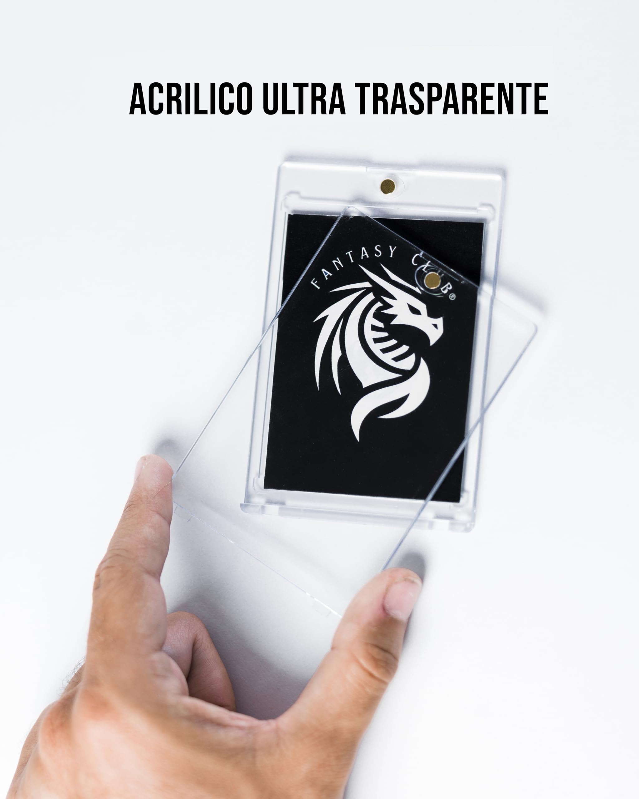 FANTASY CLUB | 25 Supporti Magnetici One-Touch per Carte TCG – Ultra trasparenti con protezione UV al 99+% | Chiusura sicura con magnete per carte standard | Esponi e proteggi i tuoi migliori pulls