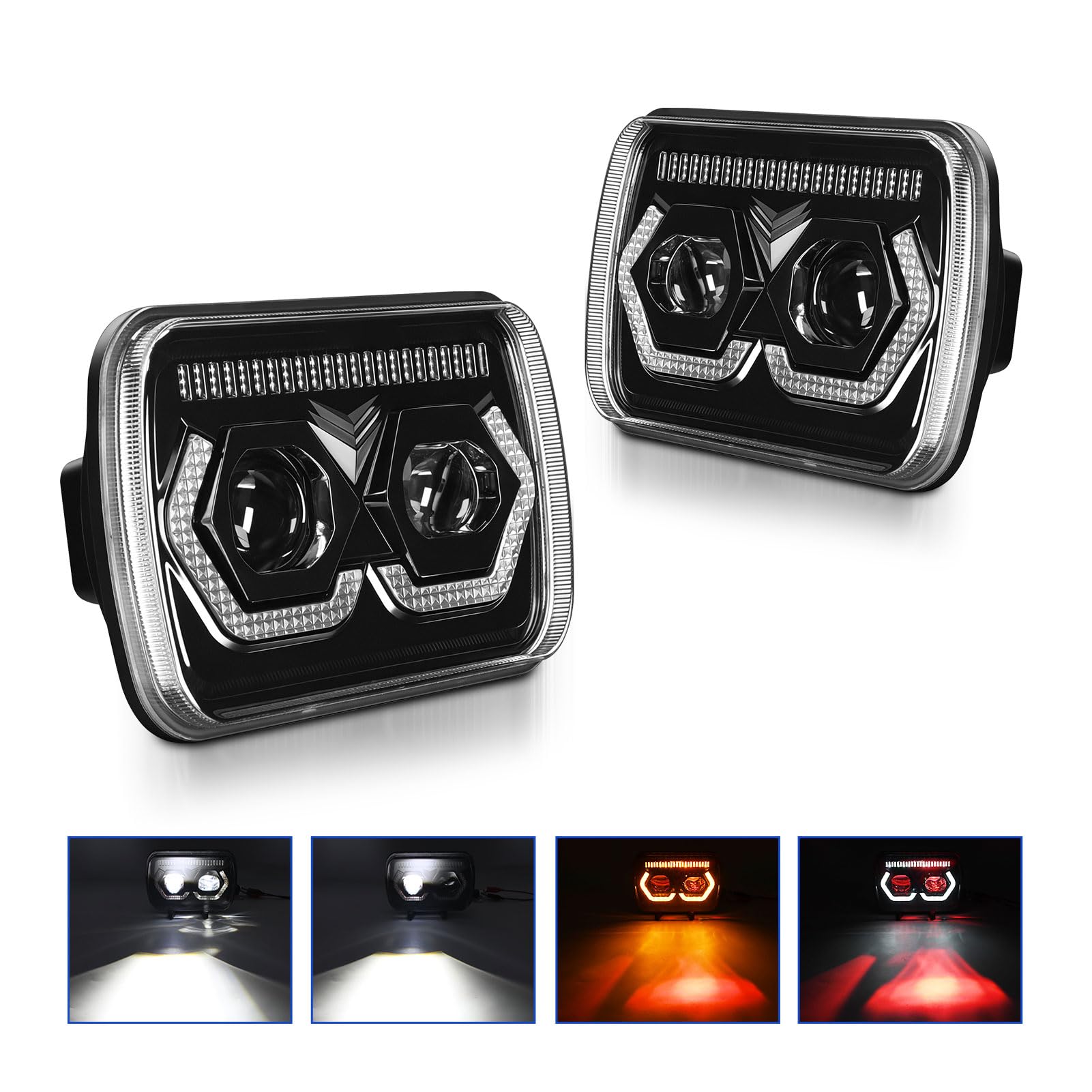 Tbest 5x7 7x6 Cali LED Reflektor DRL Prostokątny Reflektor światła Drogowego Sygnalizacyjnego 9000LM Wysoki Niski strumień IP67 Odlewany Aluminiowy do Samochodów Motocykli