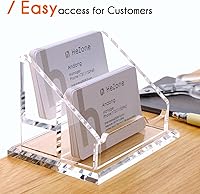 Vista 6 de Soporte de Tarjetas de Visita de Acrílico para Escritorio, Soporte Transparente para Tarjetas de Visita de 2 Niveles, 2 Ranuras, Organizador