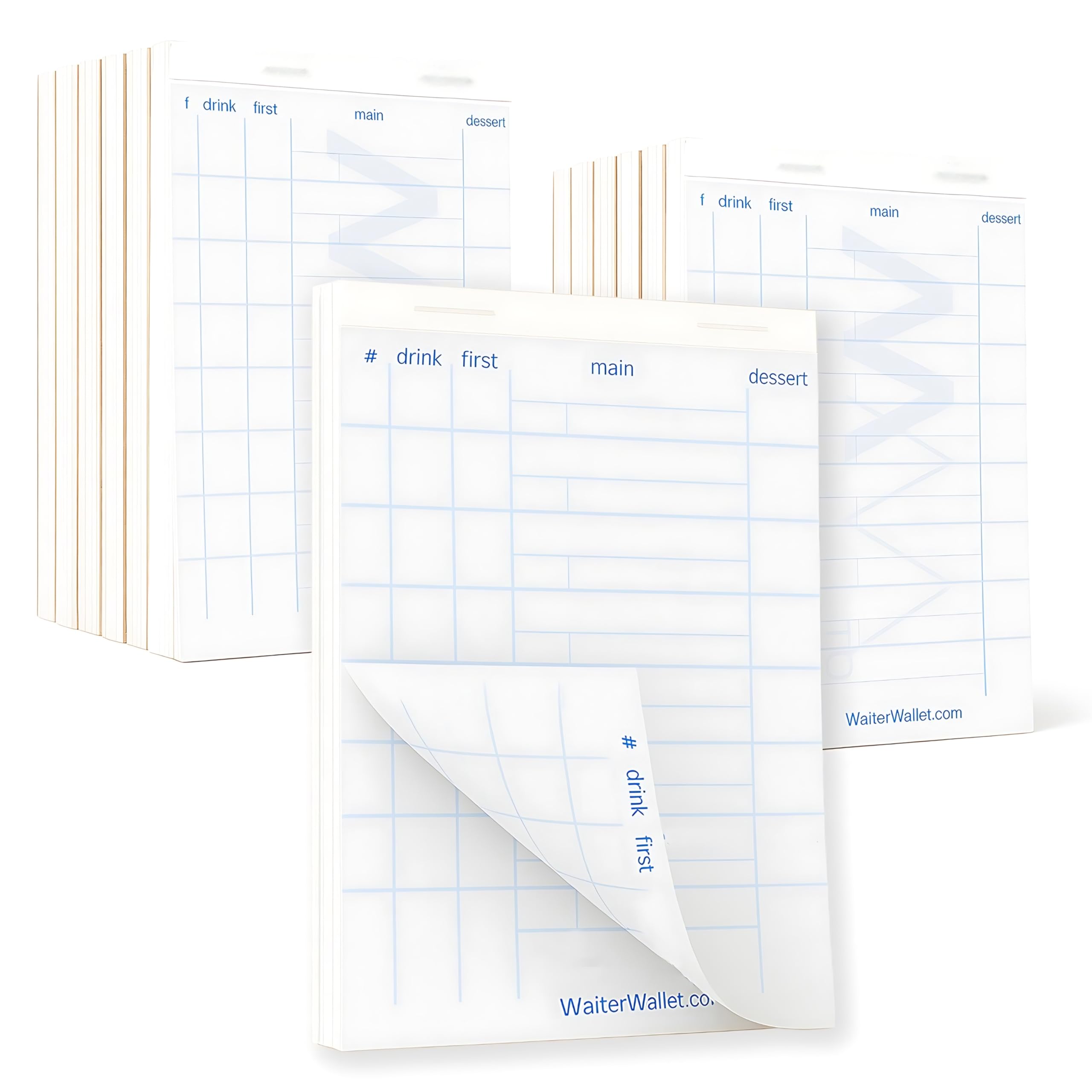 Waiter Wallet Server Order Pads (4" x 6") – 12 Guest Check Pads, 50 Sheets Each, Double-Sided, Stapled/Taped & Perforated – Professional Waitress