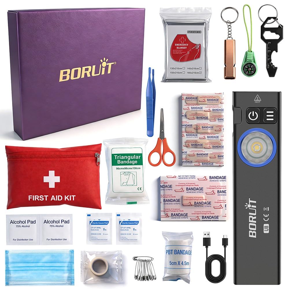 BORUIT U8 EDC Value Pack Torch, 650LM USB-C Rechargeable Flashlight