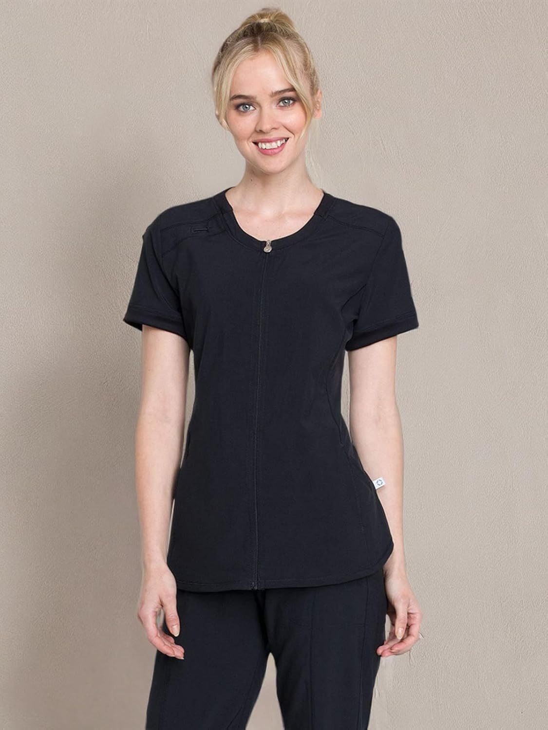 Cherokee Infinity Womens Zip Front V-Neck Scrub Top, 4 Pockets, Moisture Wicking, Wrinkle-Resistant, 360 Stretch - CK810A - Image 7