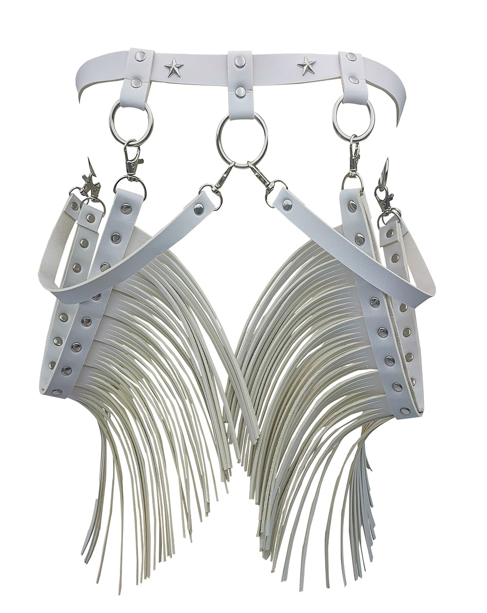 Women Body Harness Garter Punk Leather Waist Belts with Fringe Gothic Leg Tassel Belt for Dress Festival Dance Consume