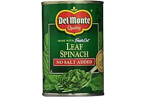 Del Monte No Salt Added Canned Spinach (Pack of 6) | 13.5 oz