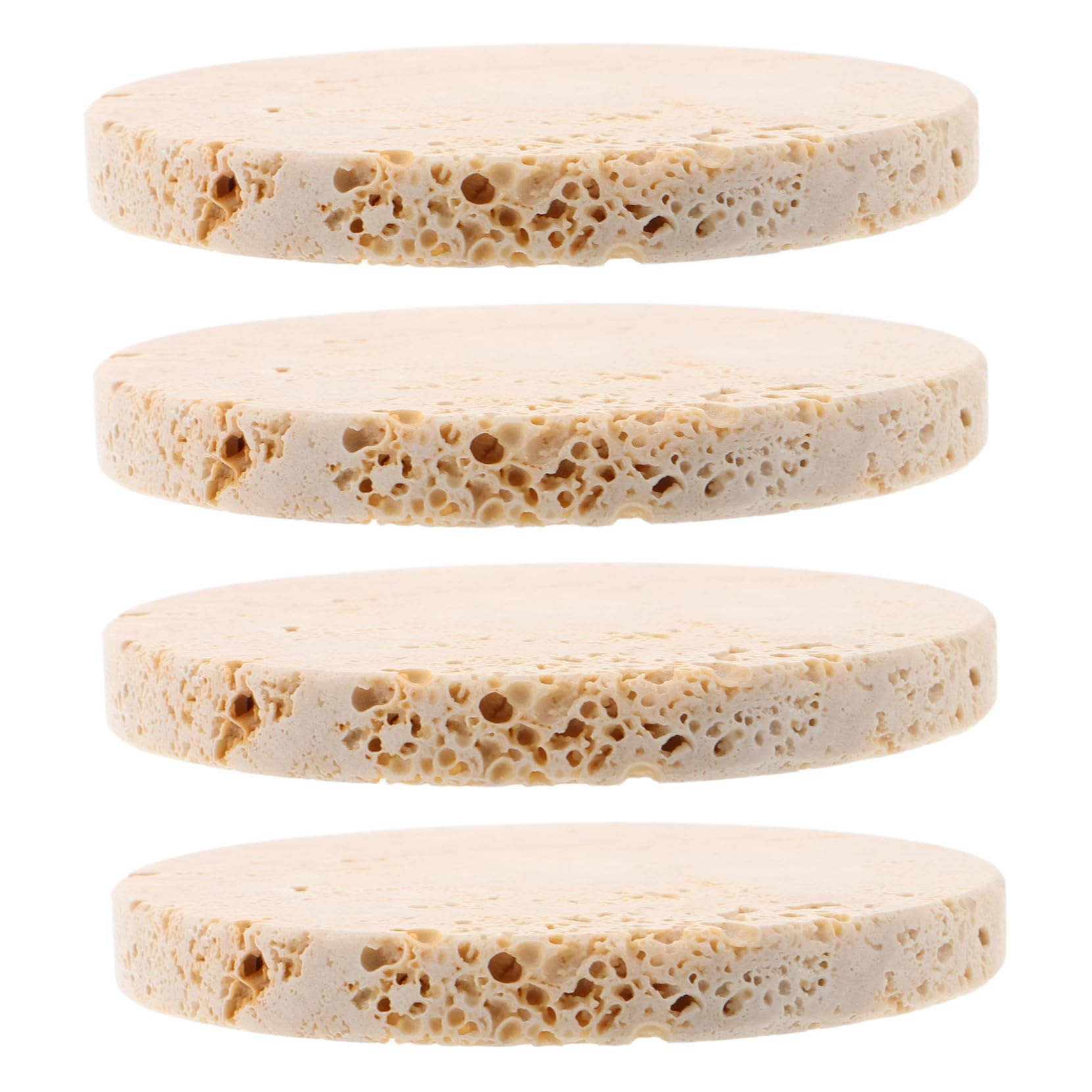 Ensemble de 4 sous-Verres Ronds en Pierre Beige Antidérapants, Solide et Multifonctionnel, pour Mariage ou Bureau Design Unique Artistique