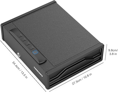 Miniatura 8 de TURBOSAFE TS-200 Caja fuerte biométrica para pistolas – Acceso rápido con 20 perfiles de huellas dactilares, código de acceso y llave de respaldo,