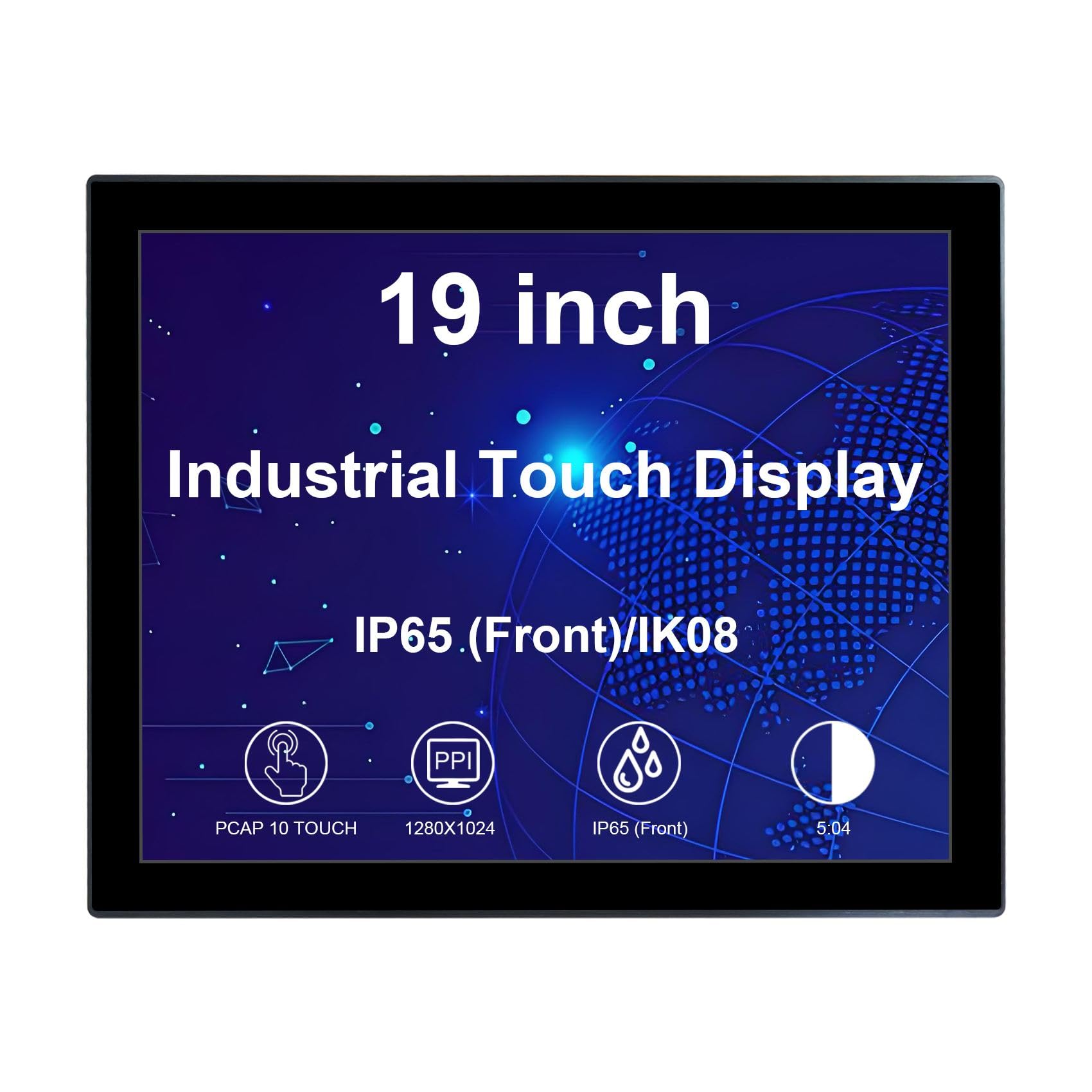 VSDISPLAY 19'' 1280x1024 Industrial Touch Monitor IP65 Front Waterproof