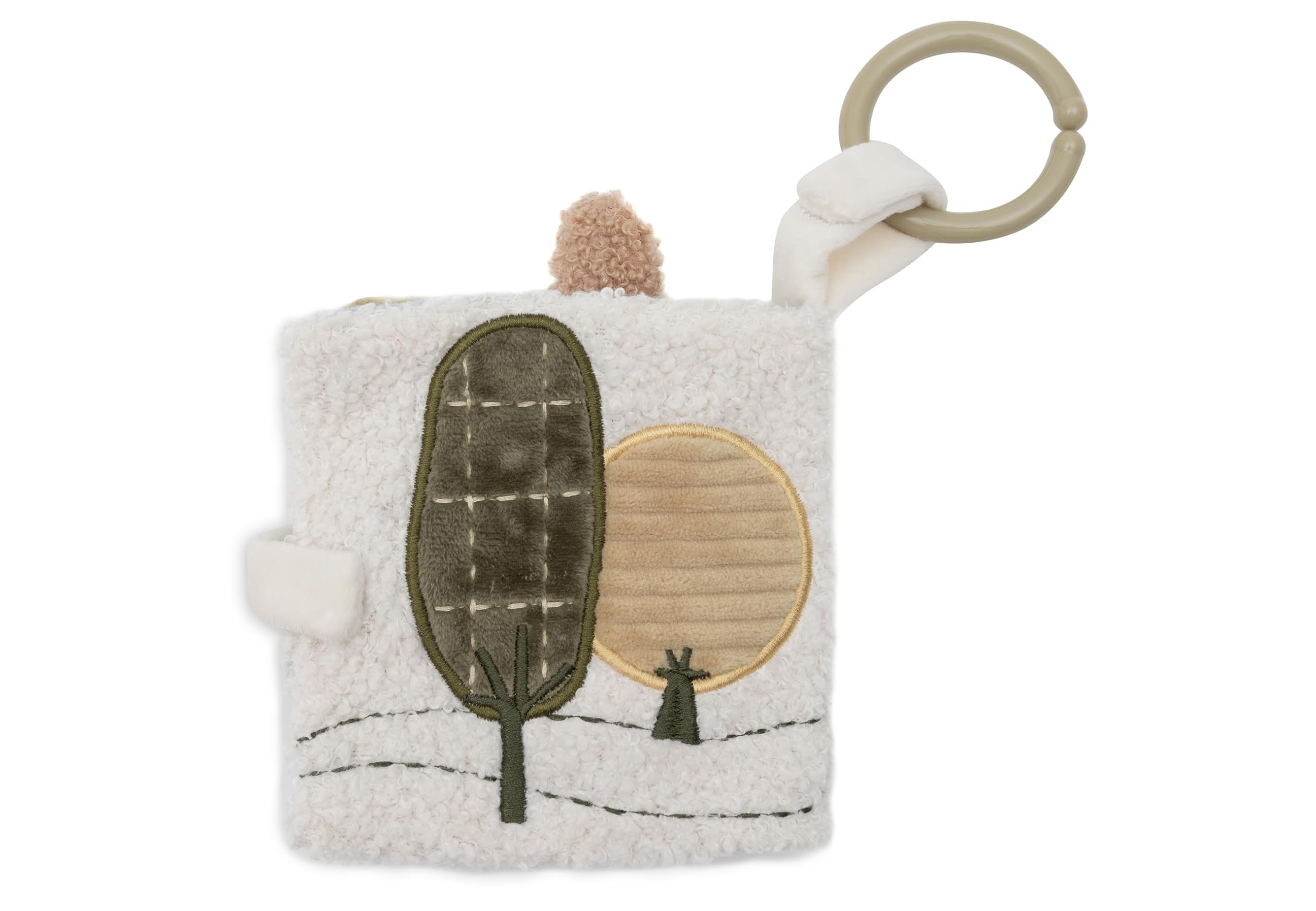 Jollein Livre Tissu Bébé - Tiny Park - Livre d’Éveil avec Pages Bruissantes, Rubans et Miroir - Stimule Les Sens et la Motricité - pour Parc et Sorties - Dès la Naissance
