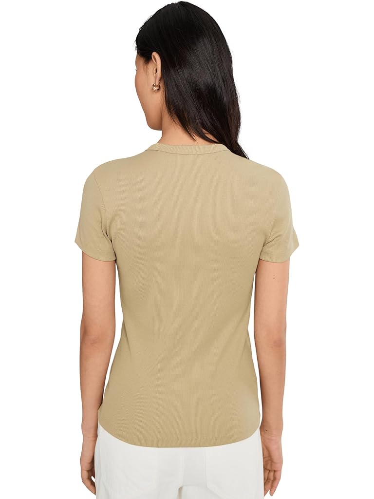 Beige Lacoste Slim Fit Ribbed Cotton T-Shirt
