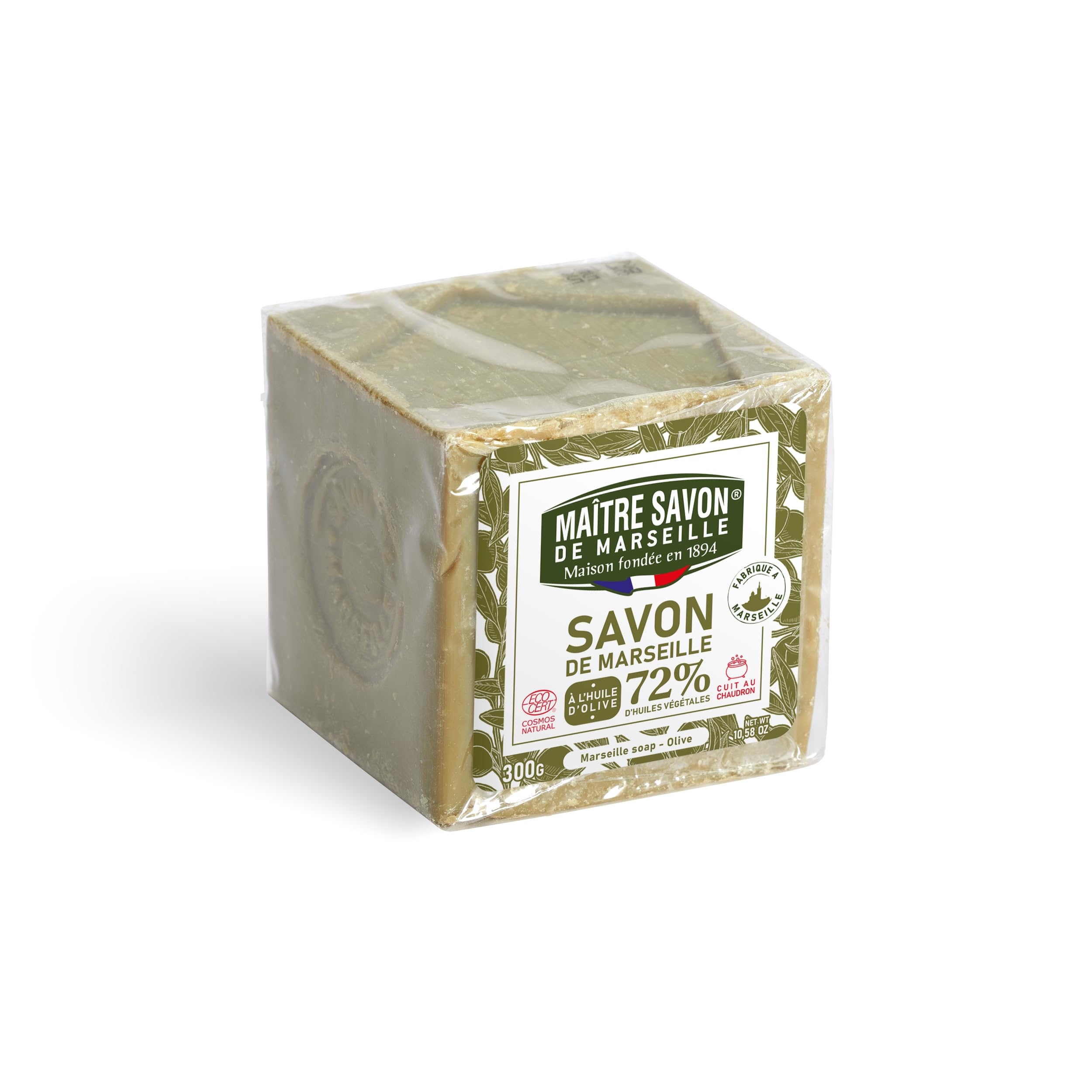 MAITRE SAVON DE MARSEILLE Savon de Marseille Cuit au Chudron Olive 72% - 300 g