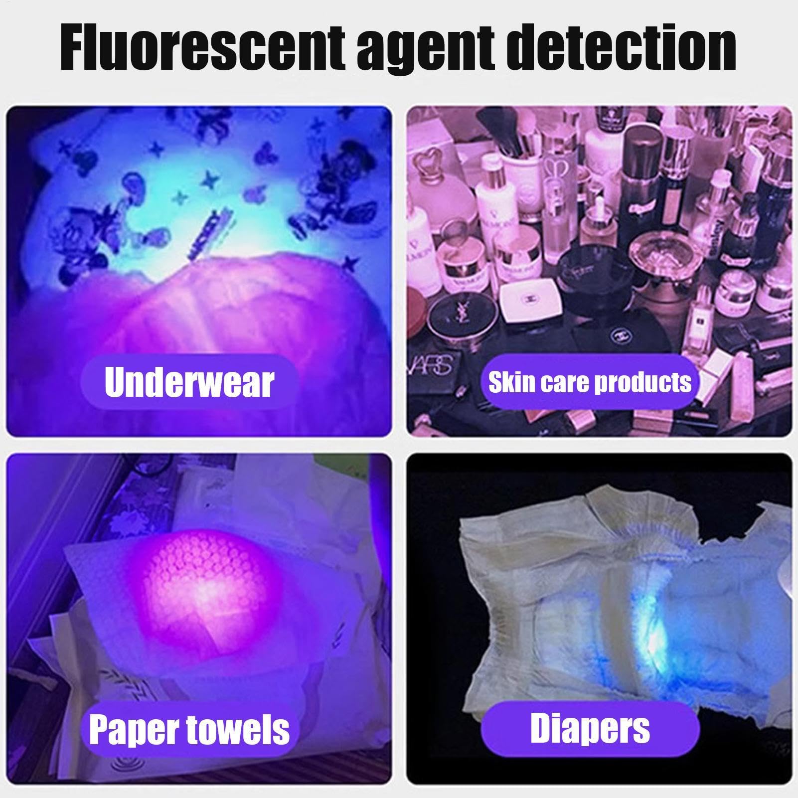 Luz UV De 365 Nm: Linterna UV Recargable, Probador De LED Fluorescente | Detector Portátil De Billetes Falsos, Buscador De Orina De Mascotas UV, Lámpara De Inspección De Vegetales Multifuncional, Luz