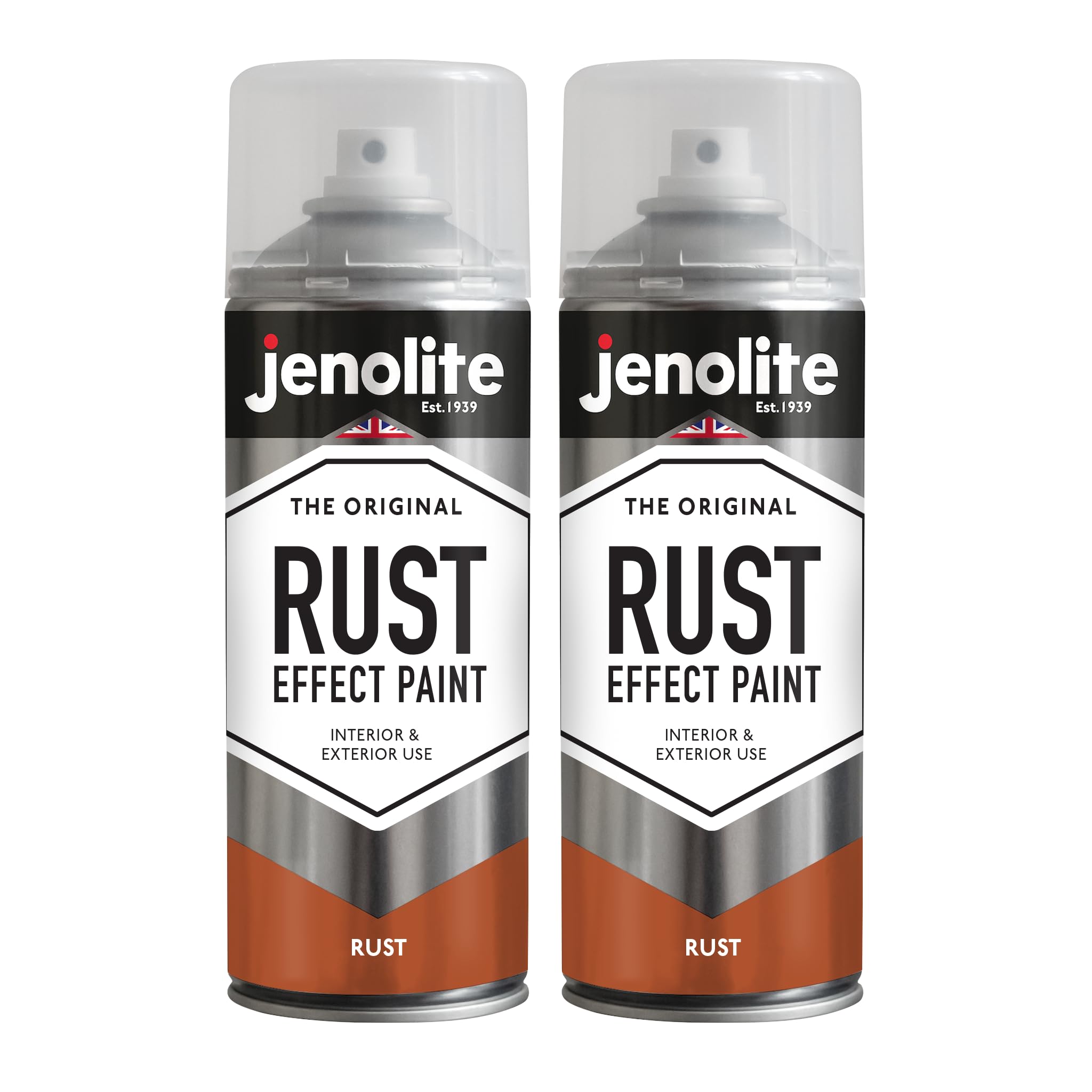 Jenolite Rust Effect Spray Paint | Look & Feel | 2X400ml | Textured Paint Weathered Ed Metal Look & Feel | Multi-Surface Paint | Ideal For Crafting & Diy | Interior & Exterior