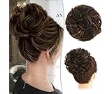 RUWISS Messy Bun Hair Piece Human Hair Messy Rose Bun Hair Buns Hair Piece for Women Real Hair Scrunchies Updo Hair Pieces Bun Extension Ponytail Messy Hair Bun (Brown Mixed)