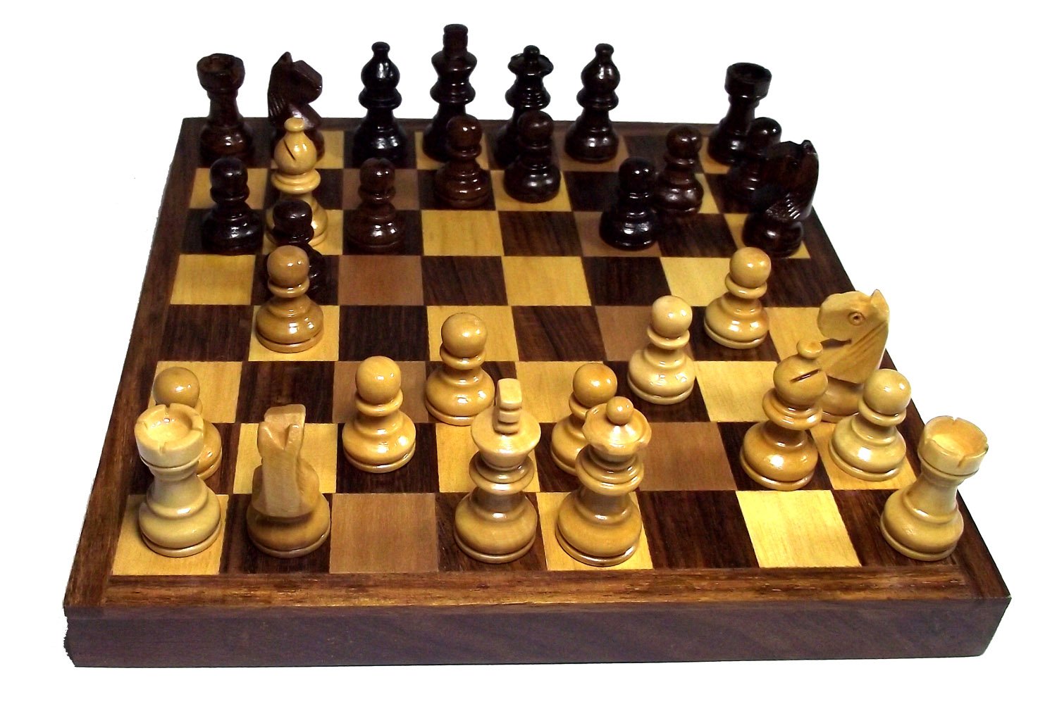 Royal Handicrafts Handmade Reversible Wooden Game: Chess & Board Solitaire