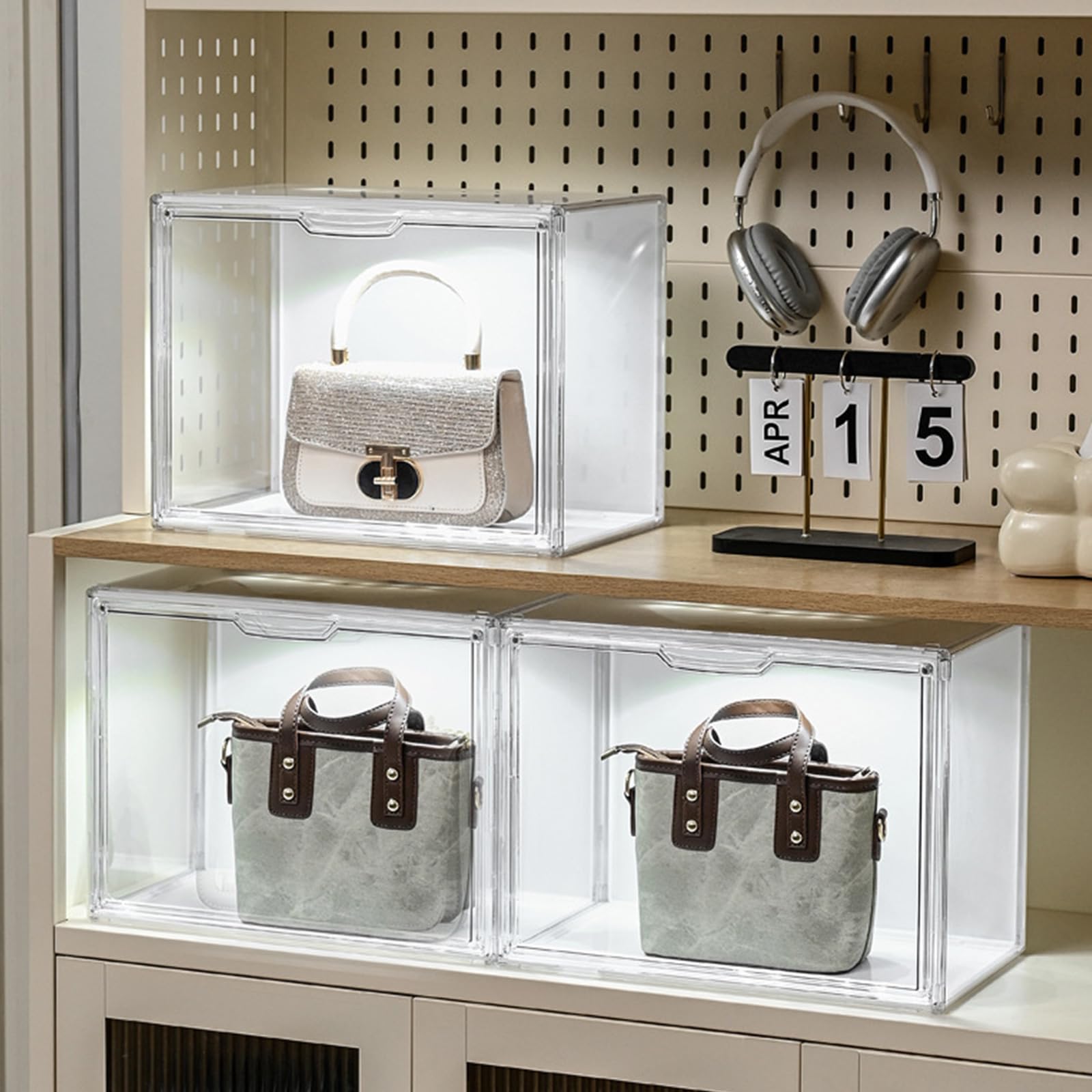 Vetrina per scarpe trasparenti buona qualità con luci a LED per protezioni antipolvere e stoccaggio visibile a casa o in negozio Vetrina per esposizione scarpe trasparente premium con luci a LED