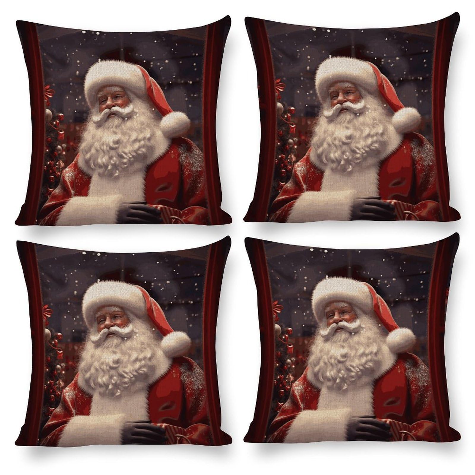 Federa per cuscino con stampa di Babbo Natale, con cerniera, quadrata, decorazione per divano, decorazione per la casa