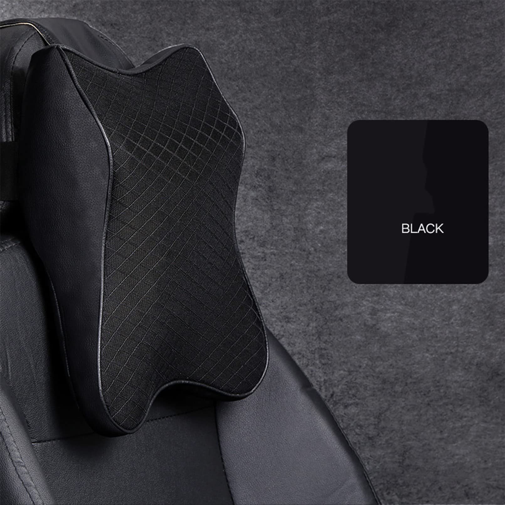 Cuscino Poggiatesta Supporto Collo Auto, Cuscino Supporto Testa Seggiolino Auto Memory Foam, Cuscini Collo Morbidi Auto Per Sedile Da Gioco Sedia Da Ufficio,Black L