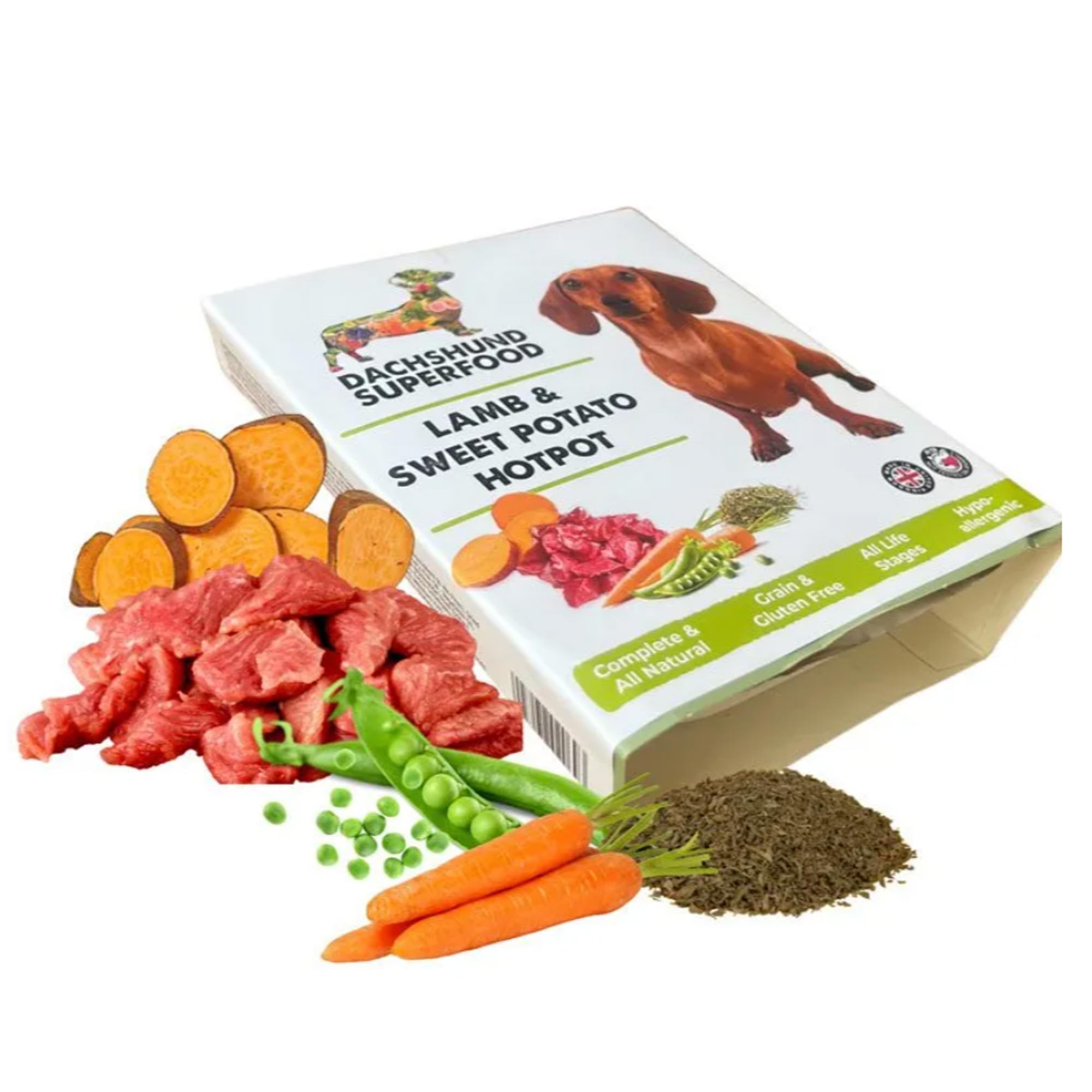DACHSHUND SUPERFOOD Lamb & Sweet Potato Hotpot Wet Dog Food Pate Trays - Over 60% British Lamb Grain Free Hypoallergenic Complete Meal for Small Breeds