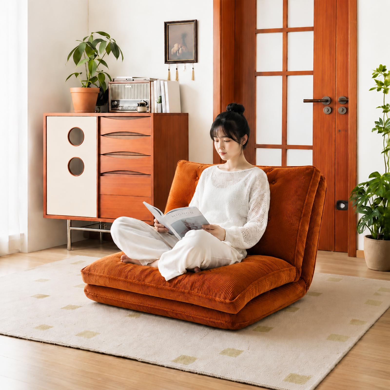 Amazon｜MOSKUFYI ソファーベッド 座椅子 1人掛け ローソファー