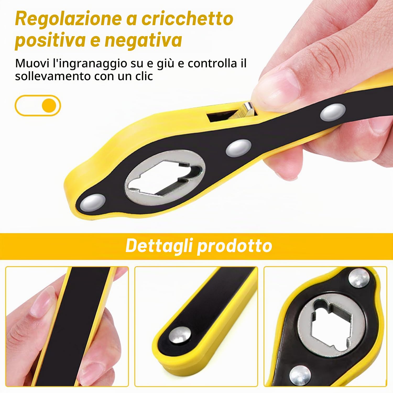 Generale Chiavi Inglesi a Cricchetto di Cric Auto, con Manovella Estesa e Adattatori, Auto Cambio G omme Attrezzo, Adatto a Tutte le Auto Cric a Forbice, 34cm