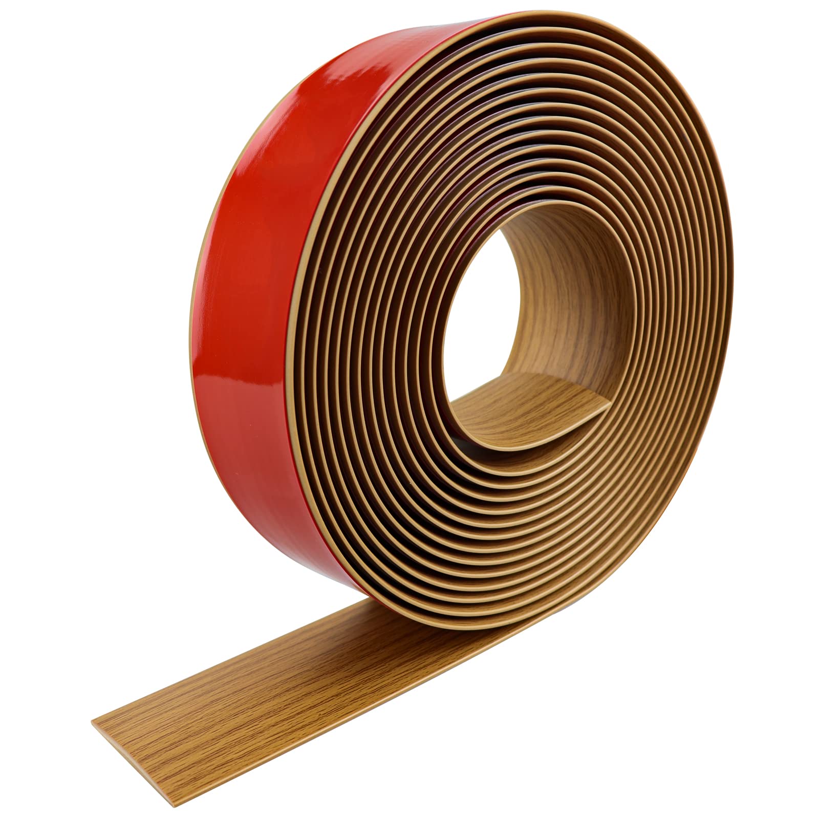 FONUNO Floor Transition Strip Floor Cover Strips Self Adhesive Flooring Transitions Laminate Floor Strip 2" Wide Vinyl Floor Flat Divider Strip Elegant Wood Grain Design (5cm, 20Ft, Light Brown)