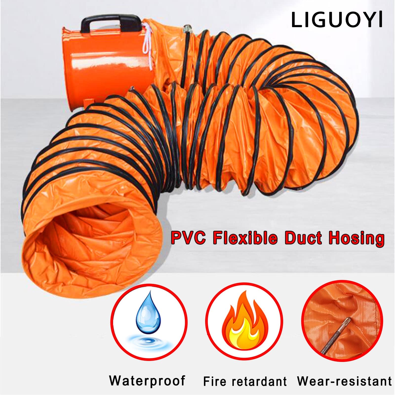 Tubo flessibile in PVC con corda regolabile e anello a D, tubo flessibile pieghevole portatile per riscaldamento HVAC ventilazione raffreddamento