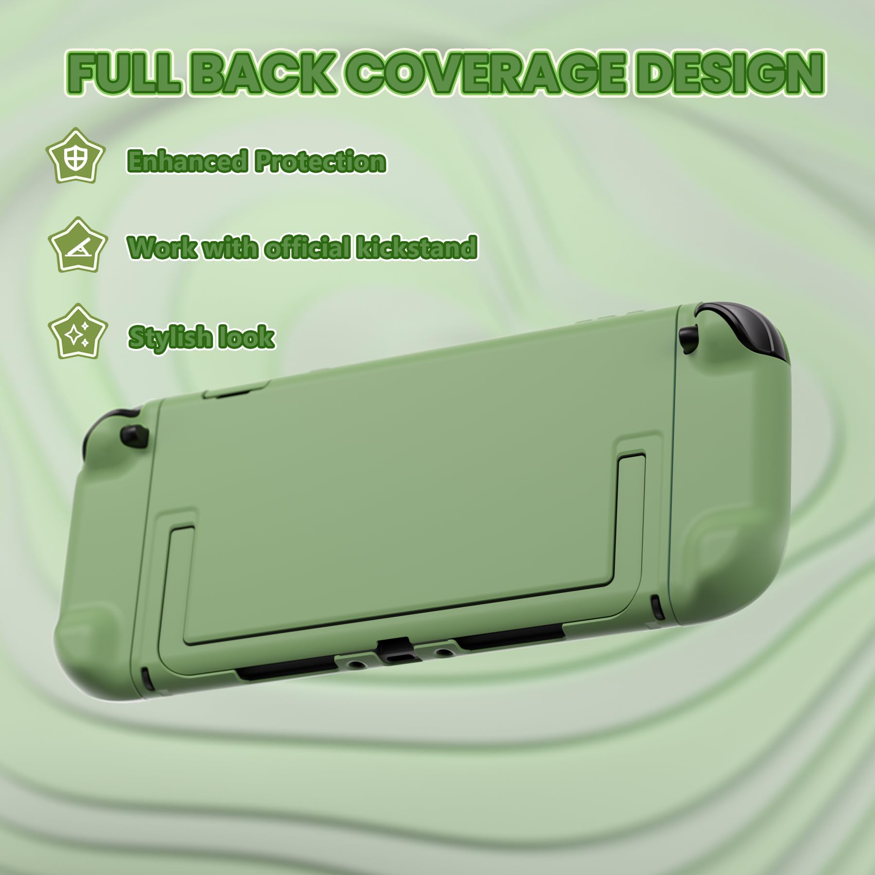 PlayVital per Switch 2 Cover Rigida Dockable, Custodia Protettiva Adesivi per Nintendo Switch 2 Console, Copri Tasti & Gommini per Joycon 2, Accessori Antigraffi Antiurti, Matcha Verde