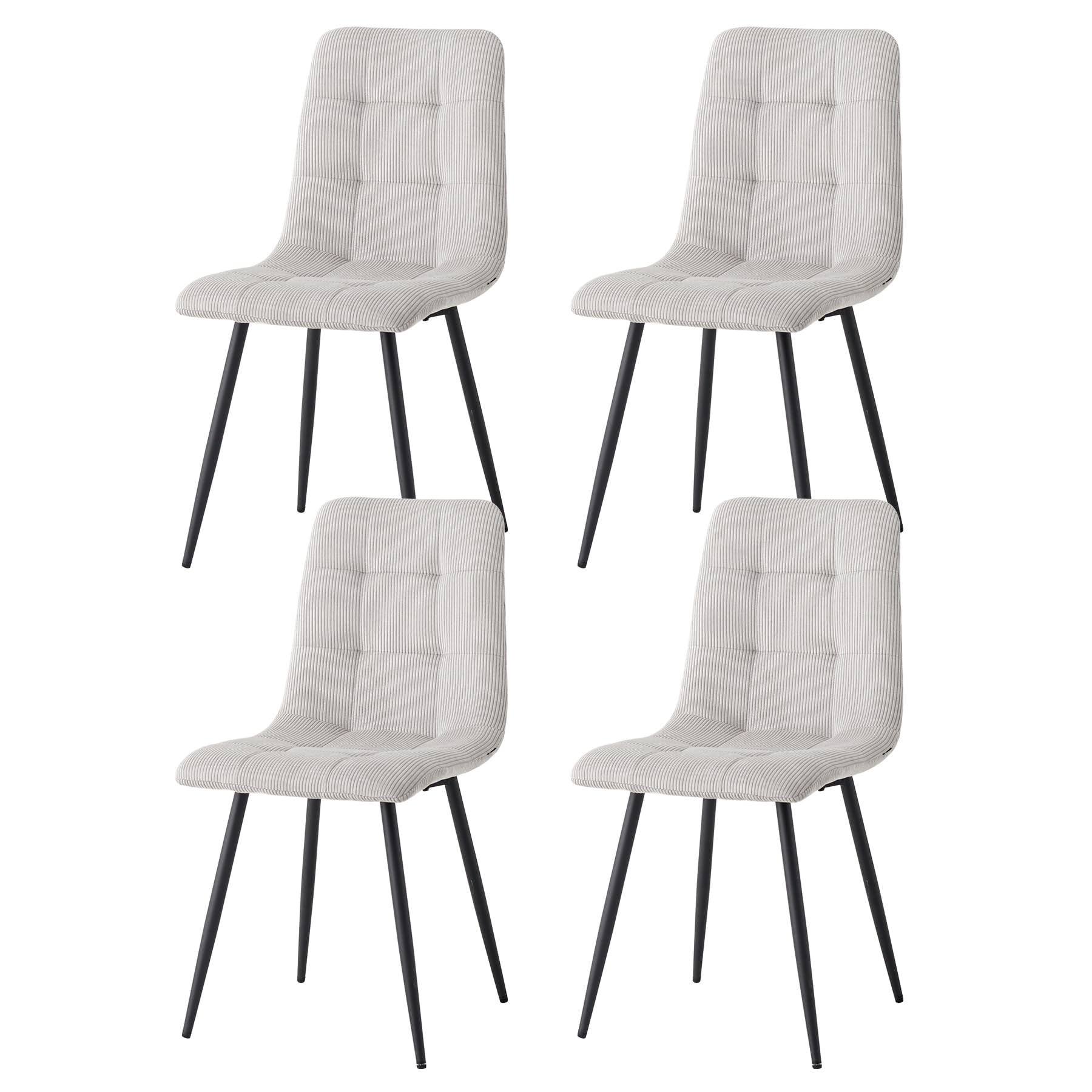 GrandCA HOME Juego de 4 Sillas de Comedor con Asiento Tapizado de Pana, Sillas de Cocina Modernas con Patas de Metal,Gris Claro