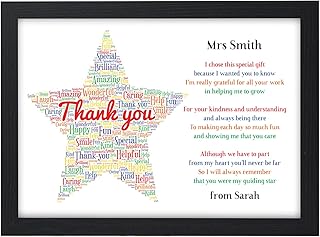 Personalised Thank You Teacher Gift STAR School Teacher TA Nursery Leaving Poem - Gifts for Teachers, Teaching Assistants, Nursery Teachers - ANY NAME - A5 A4 Framed Prints (Personalised)