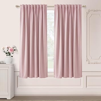 SHINELAND Baby Pink Blackout Curtains for Nursery Girl, Soft Light Pink Room Darkening Thermal Insulated Drapes, Black Out Toddler Curtains for Little Girl, 52" W x 63" L, 2 Panels