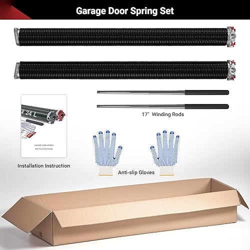 Miniatura 5 de Resorte para puerta de garaje 0.207 x 2 x 24 pulgadas (par), 18000 ciclos, reemplazo de puerta de resorte de garaje, resistente y duradero