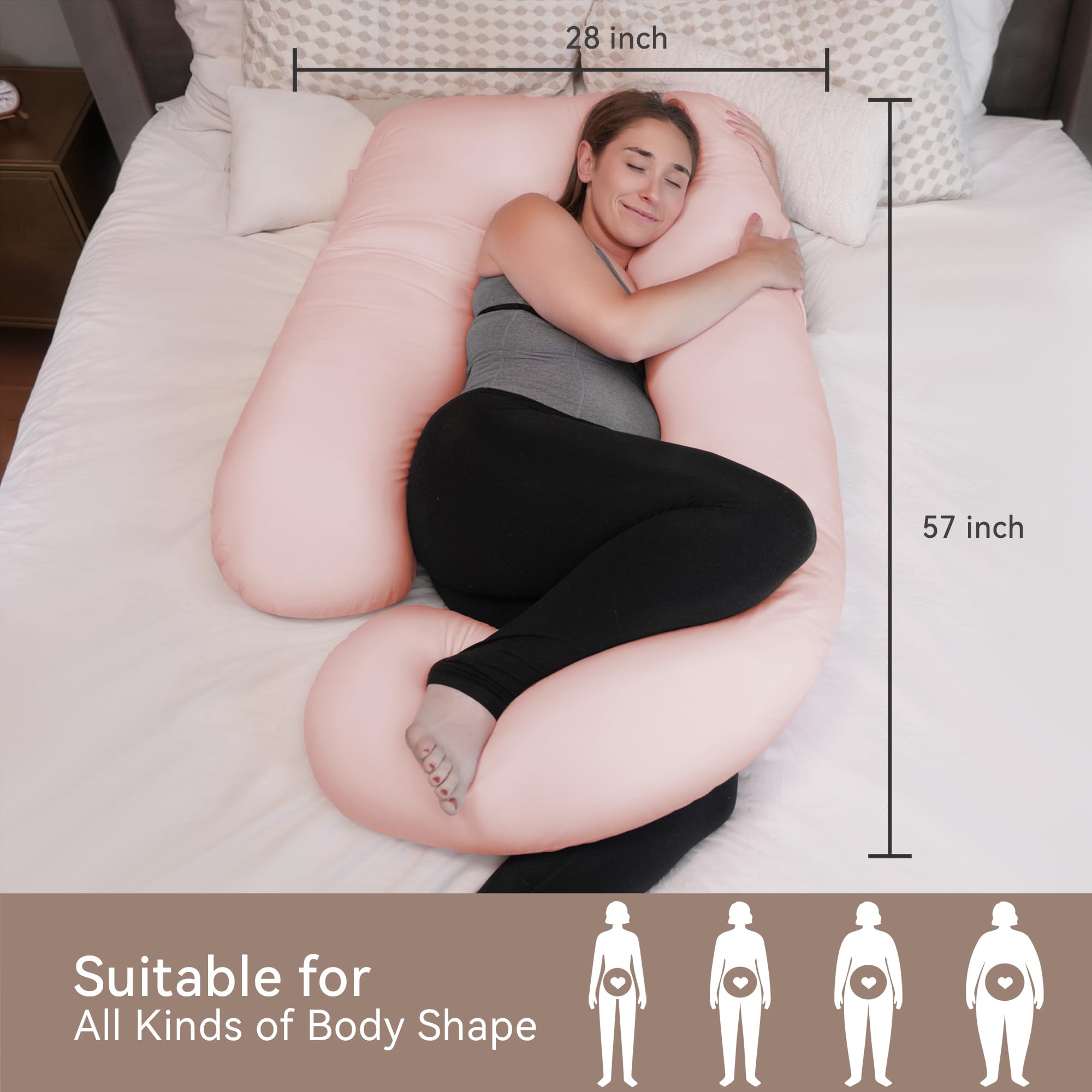 Raffreddamento Seta Cuscino Gravidanza,Cuscino Gravidanza per Dormire a Forma di U Supporto Maternità,Supporto per Schiena,Fianchi,Gambe, Pancia per Donne Incinte