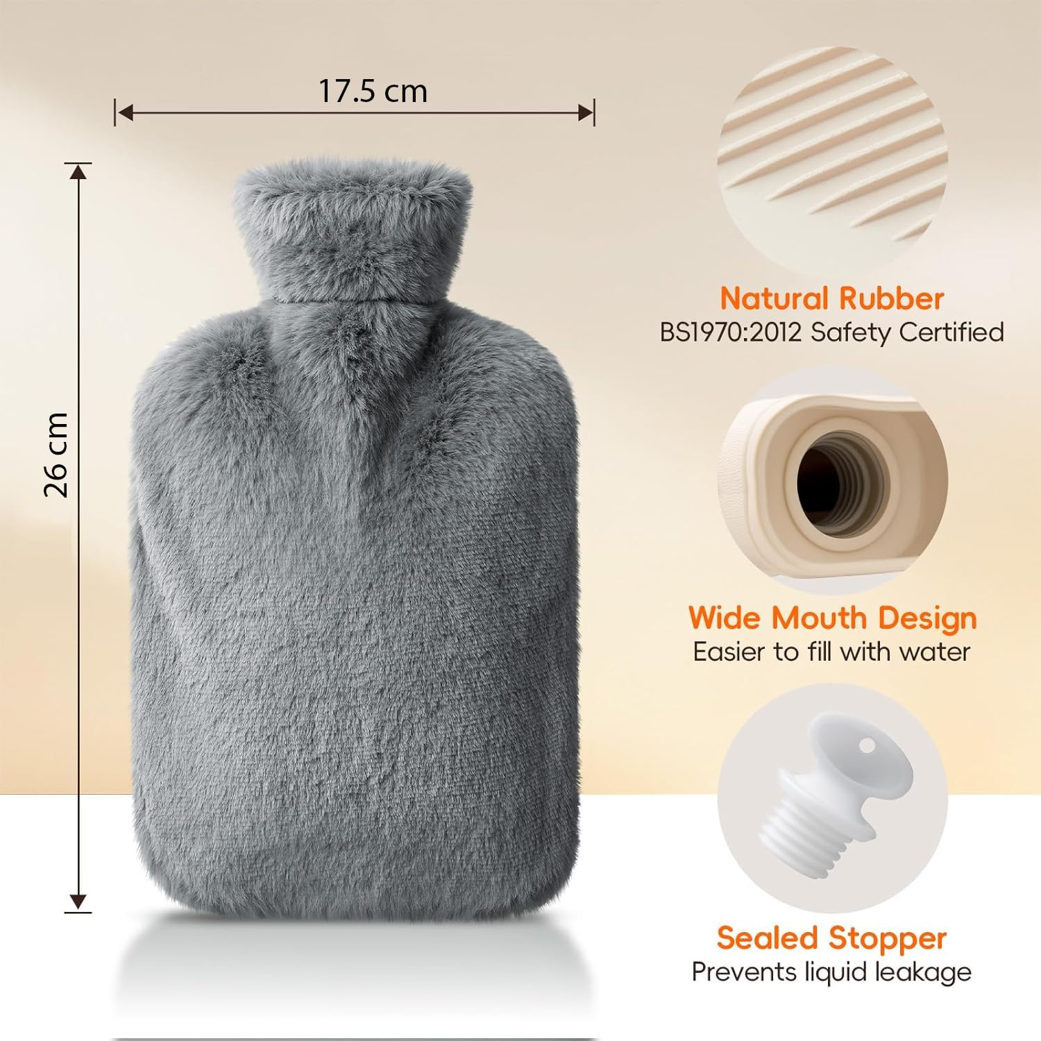 TGOPIT Hot Water Bag with Soft Cover for Pain Relief, 1 Pcs Heating Pad Rubber Hot Bag for Body Massage for Men & Women for Hot Water Bottle for Period, Cramps, Heating Pad - 1L (Random Color) 3