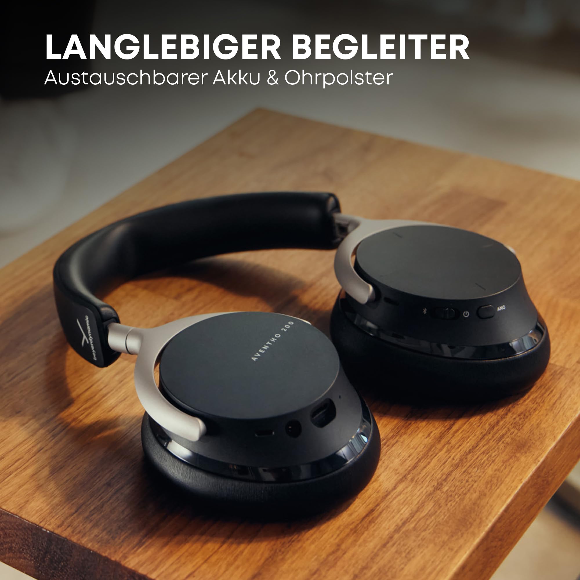 beyerdynamic AVENTHO 200 Wireless Over-Ear Kopfhörer mit aktiver Geräuschunterdrückung, 60 Stunden Akkulaufzeit, austauschbare Ohrpolster, Design in Nordic Grey - neues Update per App verfügbar