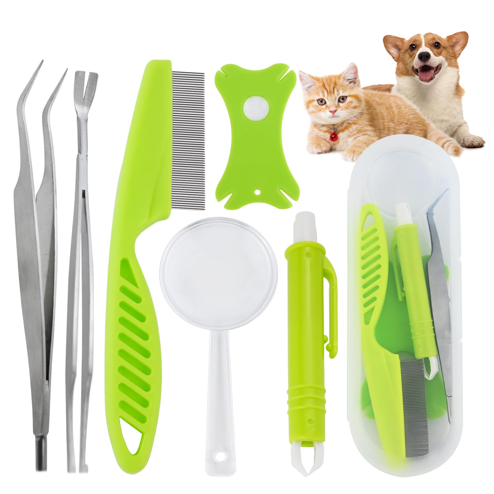 Kit 5 Pinzette Per Zecche - Con Lente D'Ingrandimento E Pettine Antipulci, Per Cani, Gatti E Umani - Foto 7