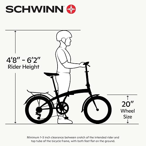 Miniatura 6 de Schwinn Bisagra bicicleta plegable para adultos ruedas de 20 pulgadas estante de transporte trasero bolsa de transporte varios colores