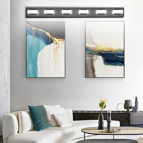 Miniatura 7 de Aipsun Lámparas de tocador negras modernas para baño, 3 luces, luces LED sobre espejo, iluminación de pared de baño, 6000 K