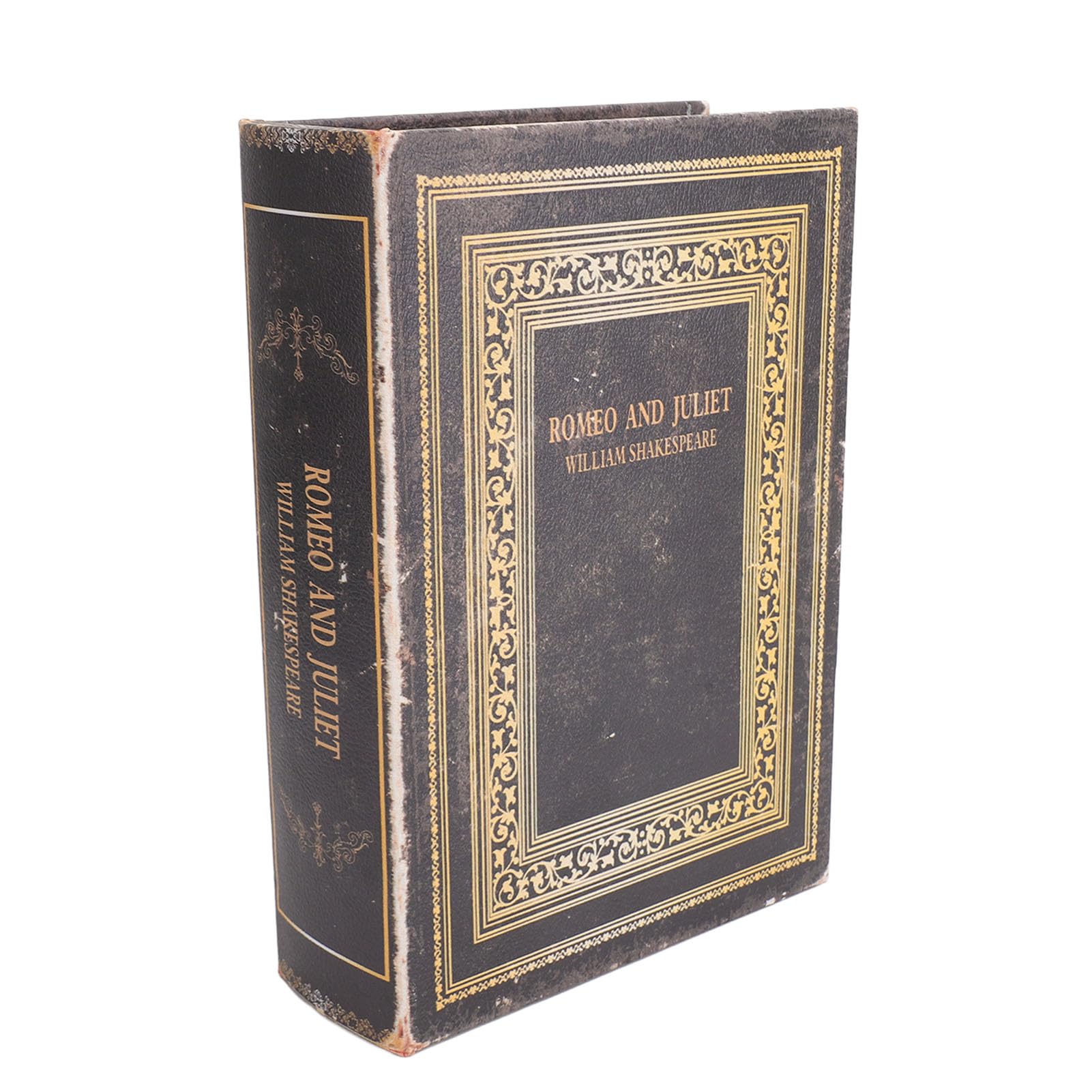 Boîte à livres en bois et cuir boîte de rangement vintage style européen décorative