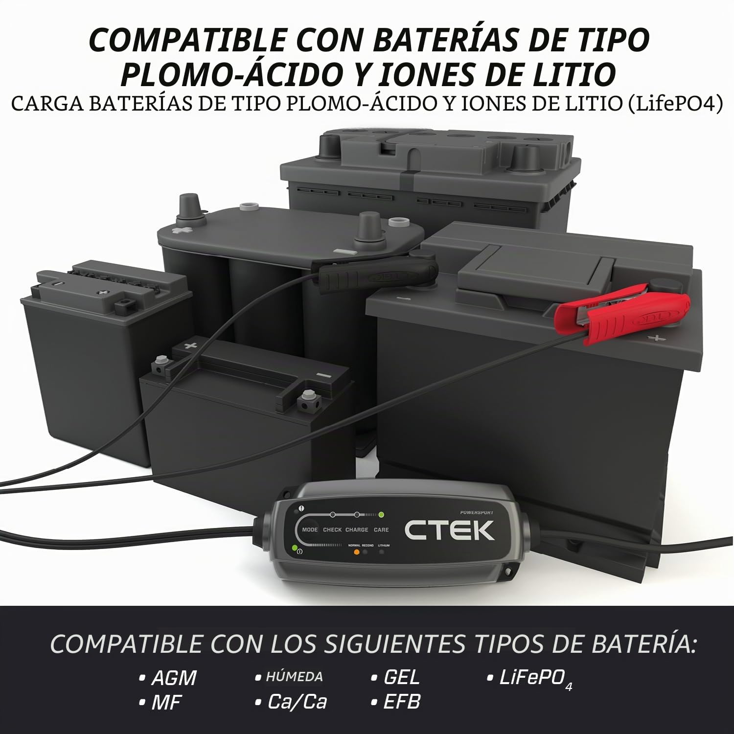 CTEK Cargador de batería de Coche para Coche Camiones Moto Batería Desde 5Ah | Potección contra Cortocircuito 40-310