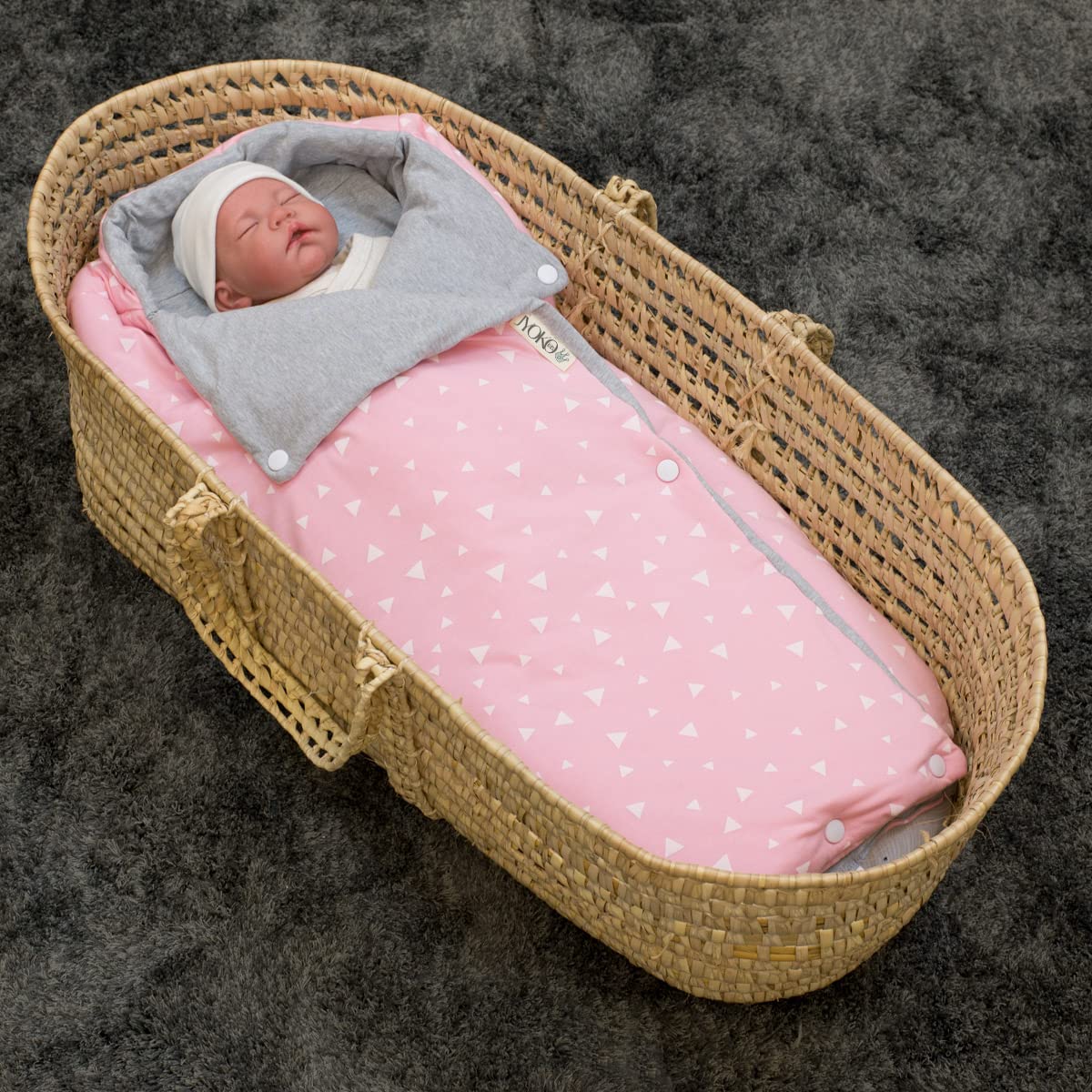 JYOKO Dziecięcy śpiworek do wózka dziecięcego, Footmuff (różowe, bawełniane)