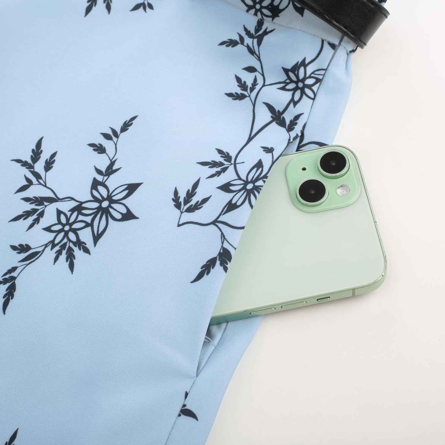 Belle Poque Women's Vintage Stretch High Waist A-Line Flared Midi Skirts with Pockets & Belts - Image 2