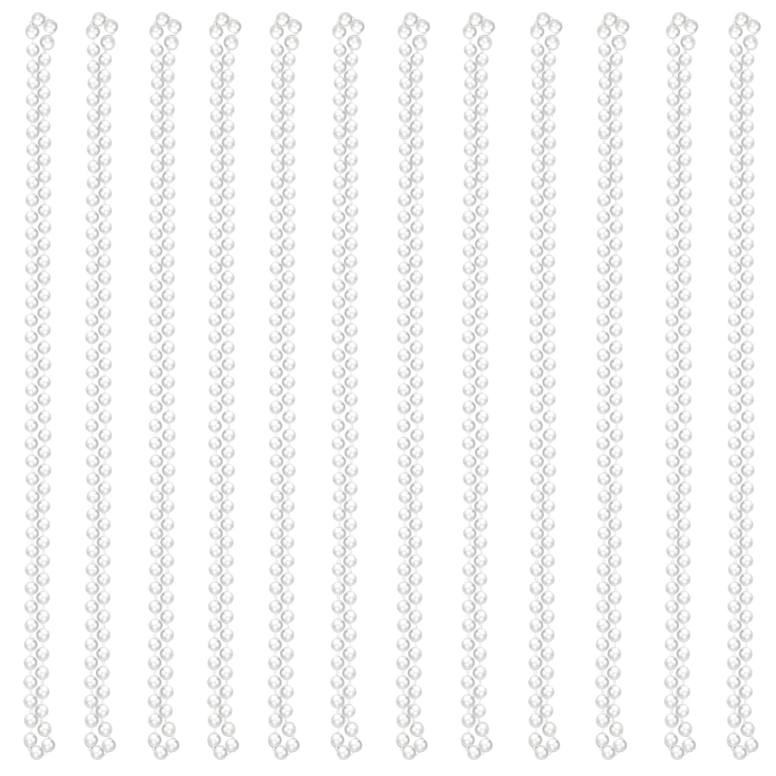 Hicarer 100 Pcs White Faux Pearl Necklaces Bulk White Beaded Necklaces 31.5 Inch for Women Girls Mardi Gras Wedding Bridal Birthday Tea Party